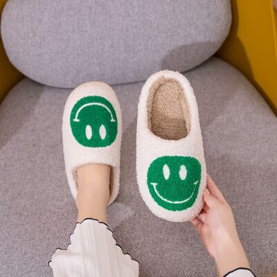 Melody Green Smiley Face Slippers