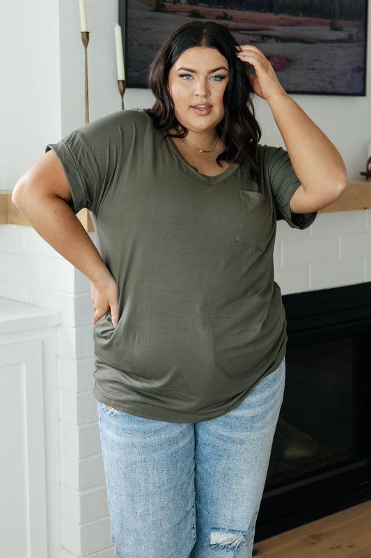 Absolute Favorite V-Neck Tee in Olive