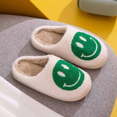 Melody Green Smiley Face Slippers